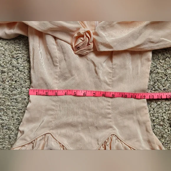 Vintage Handmade 80s Prom Peach Taffeta Party Dress - Picture 11 of 15